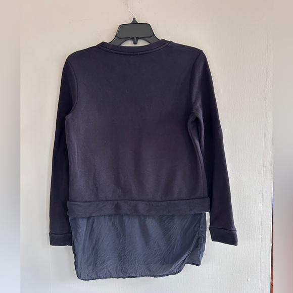 COS Navy Layered Look Tunic Sweatshirt Silk Hem Minimalist Scandi Capsule 90s XS - Picture 10 of 12